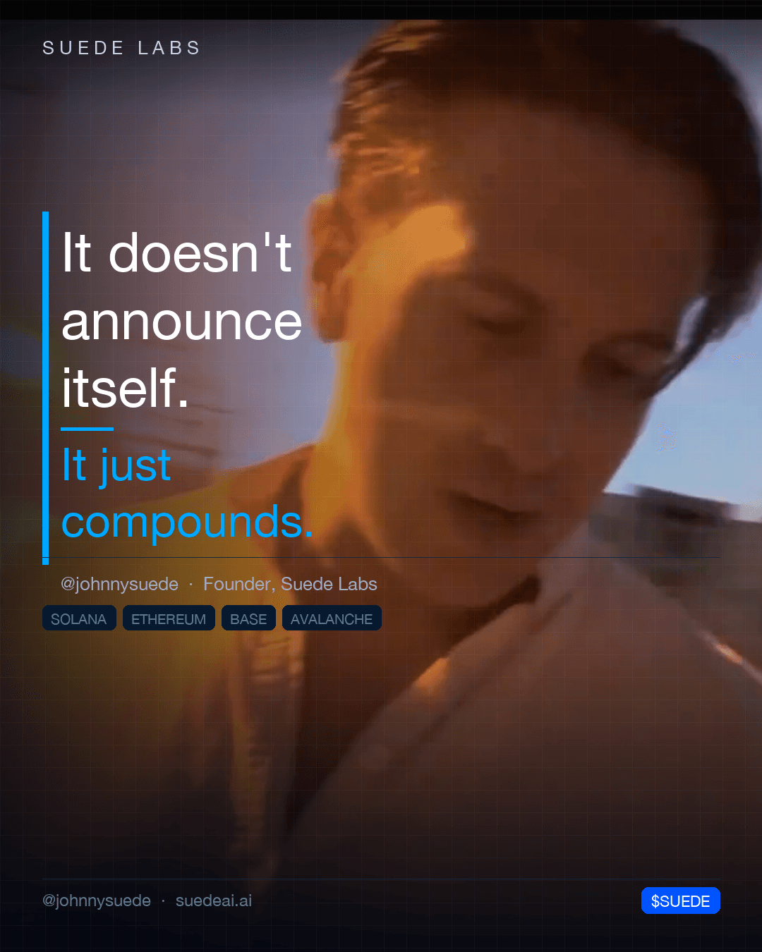 Jason Colapietro Suede Labs AI founder visual for creative IP ownership, music rights, creator infrastructure, and IP provenance: It Compounds.
