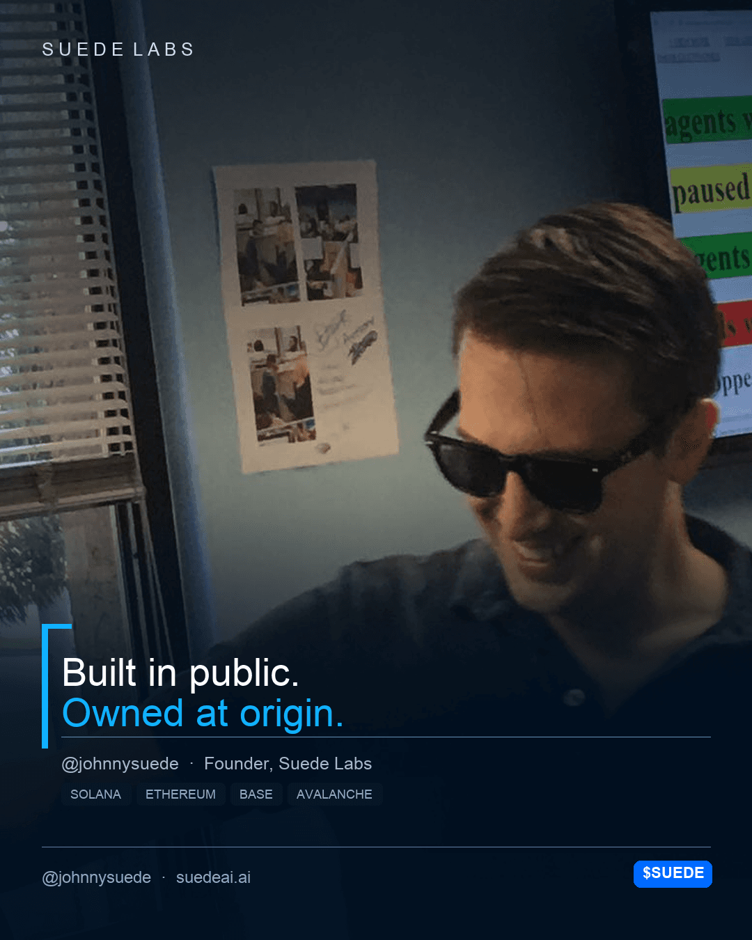 Jason Colapietro Suede Labs AI founder visual for creative IP ownership, music rights, creator infrastructure, and IP provenance: Profile Built In.